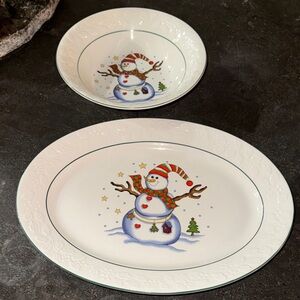 Snowman Holiday Dinnerware Set - White